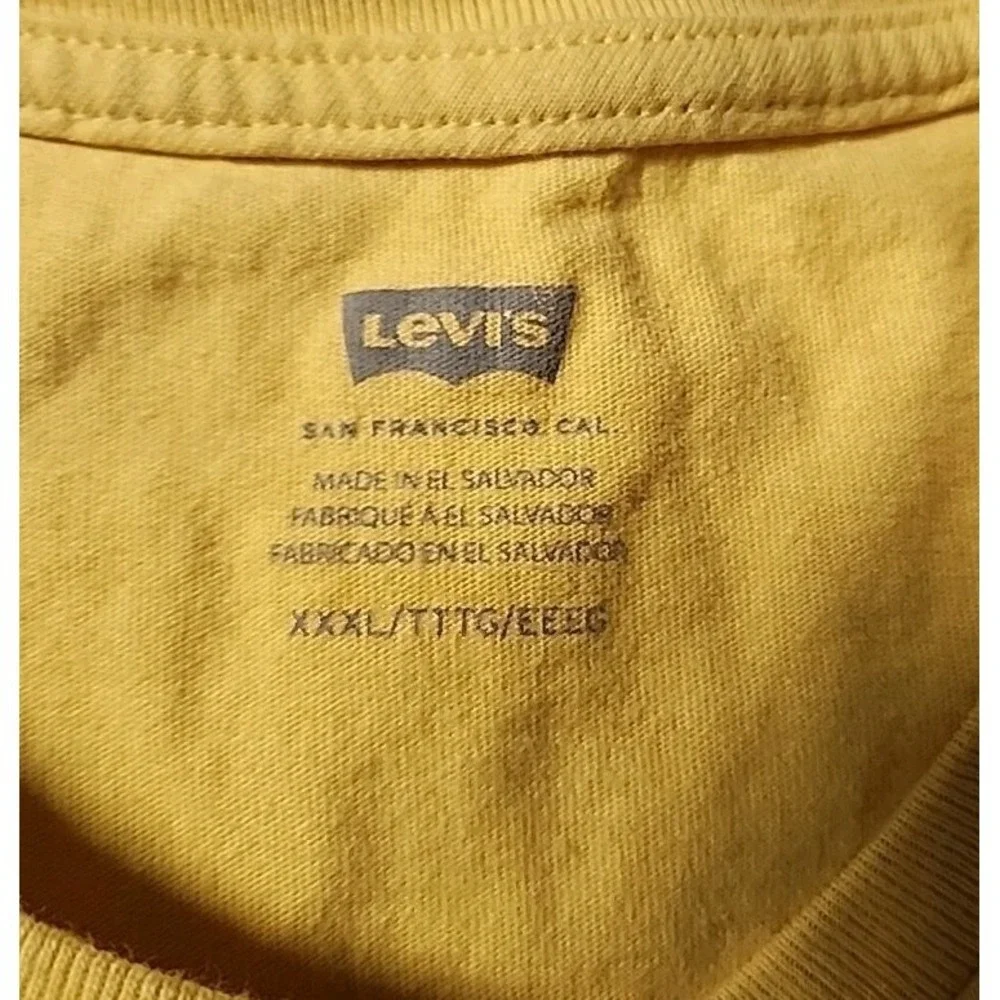 VTG Y2K Levi's 3XL 100% Cotton YELLOW Multicolor Logo Box Tee Short Sleeve Retro